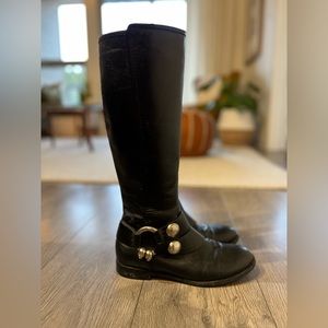 Alexander McQueen Black Leather Knee High Riding Boot Size 36 Quiet Luxury